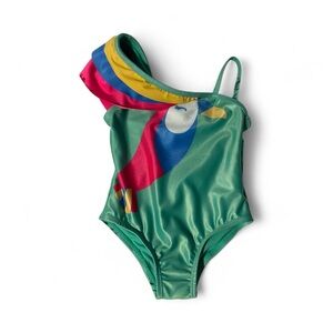 Wonder Nation Kids' Teal Toucan One-Shoulder Swimsuit 18 mo